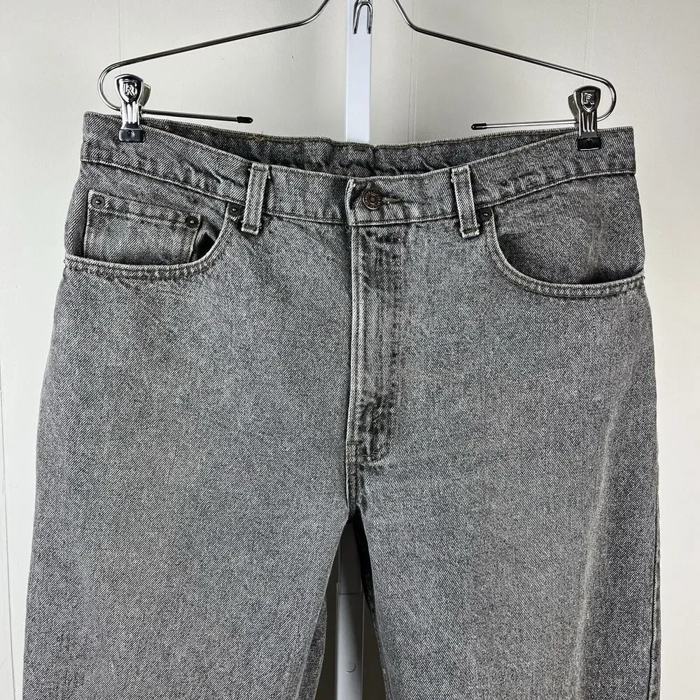 Vintage 80s Levi's 550 Gray Denim Jeans Mens 38x34 Red Batwing Tag Actual 36x33‎